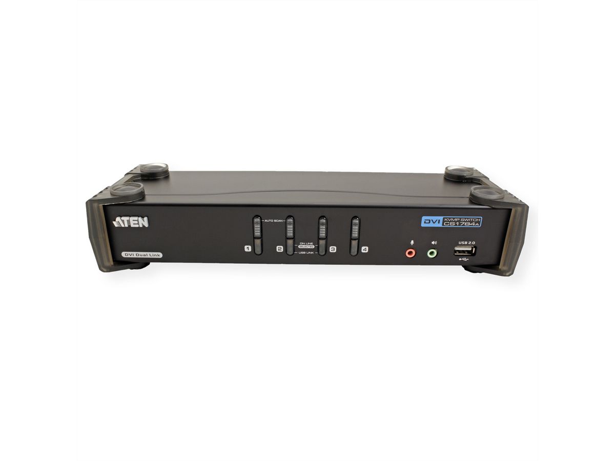 ATEN CS1784A KVM Switch Dual-Link DVI, USB, Audio, Ports SECOMP  Electronic Components GmbH