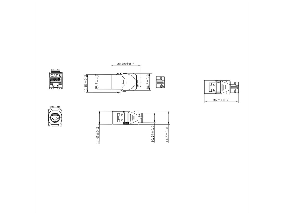 ROLINE Cat.8 (Class I) Keystone, Super-Slim, PoE, geschirmt, werkzeuglos, silberfarben