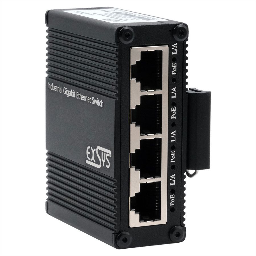 EXSYS EX-62021PoE-P 5-Port Industrial Gigabit Micro Switch mit Pass-Through, unmanaged