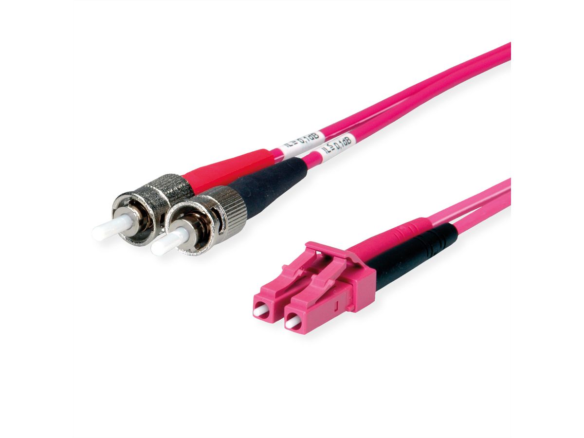 TELEGÄRTNER Duplex-Adapterkabel 50/125 OM4, 2x ST, 1x LC Duplex Stecker, violett, 1 m