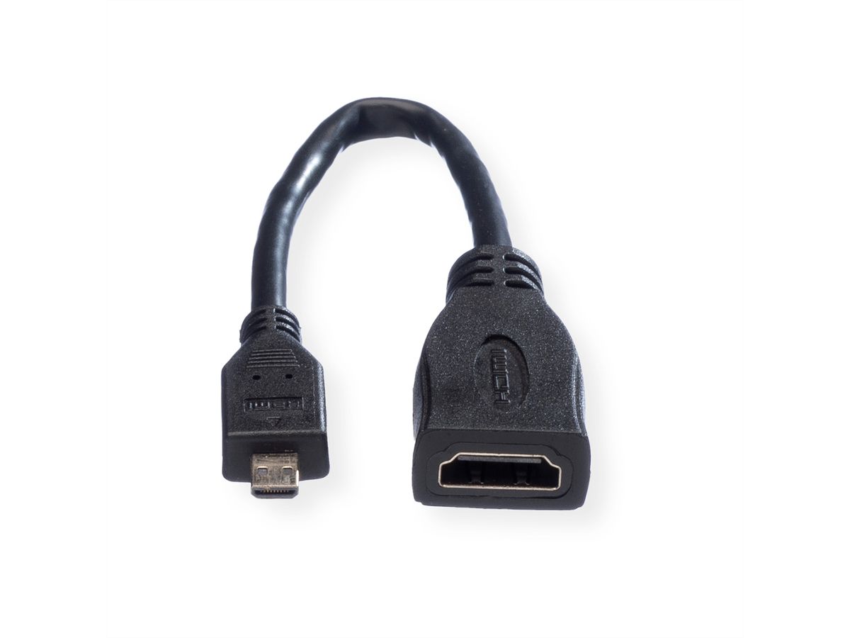 VALUE HDMI High Speed Kabel mit Ethernet, HDMI BU - Micro HDMI ST, 0,15 m