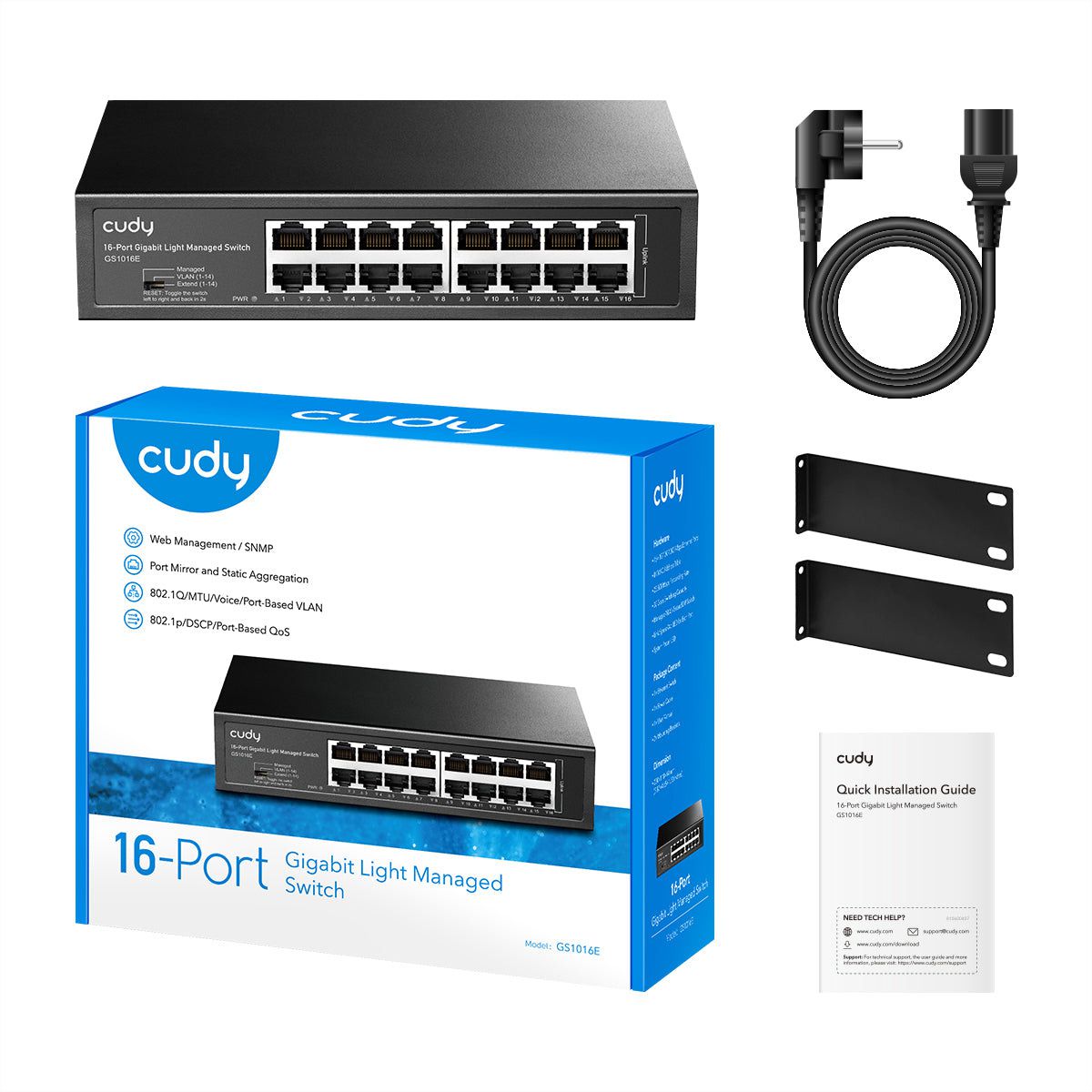 CUDY GS1016E 16-Port Gigabit Switch Light Managed