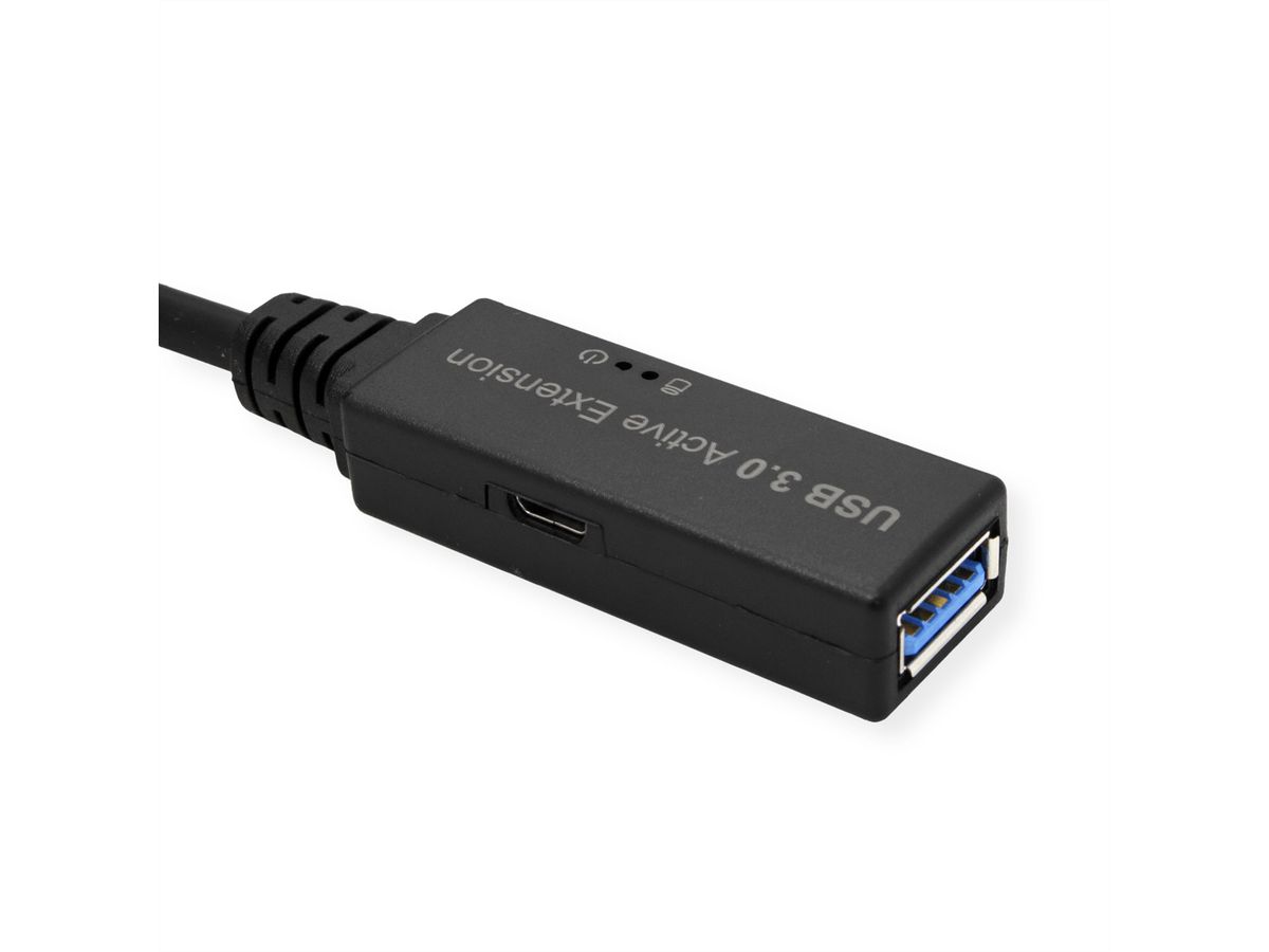 ROLINE USB 3.2 Gen 1 Aktives Repeater Kabel, Typ A - C, schwarz, 5 m