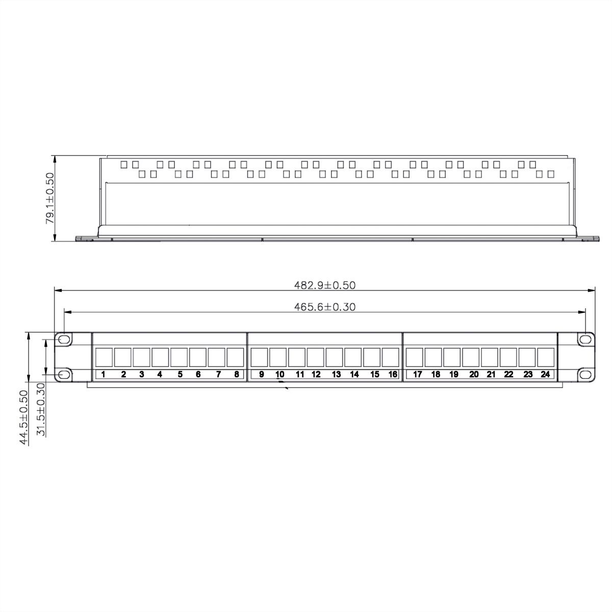 VALUE Keystone-Modulträger 19 Zoll - 24 Ports 1HE Ungeschirmt