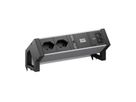 BACHMANN DESK2 ALU BLACK 2xCH 90°, 1xUSB C/C45W L=0,2m