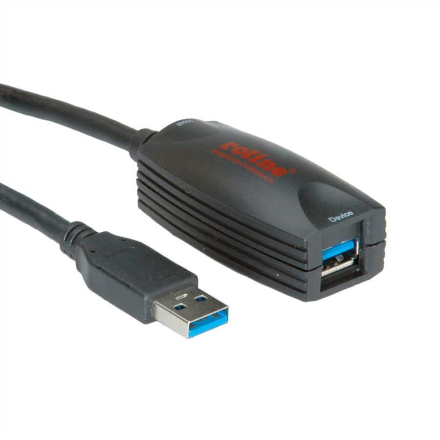 ROLINE USB 3.2 Gen 1 Aktives Repeater Kabel, schwarz, 5 m