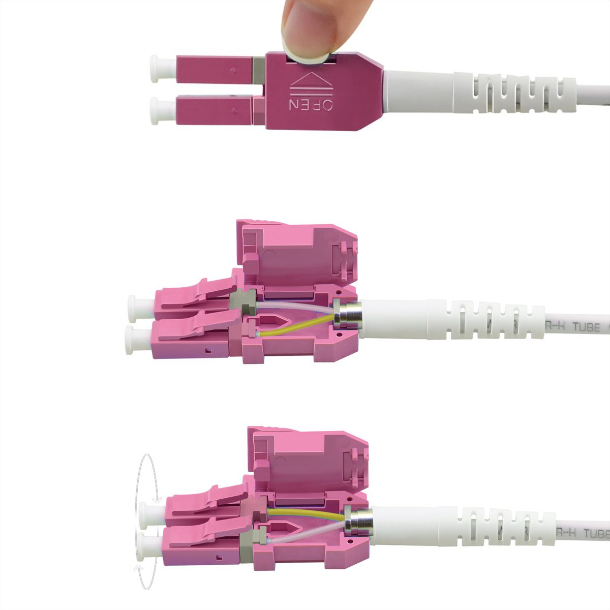 ROLINE LWL-Kabel duplex 50/125µm OM4, LC/LC, LSOH, UNIBOOT, violett, 1 m