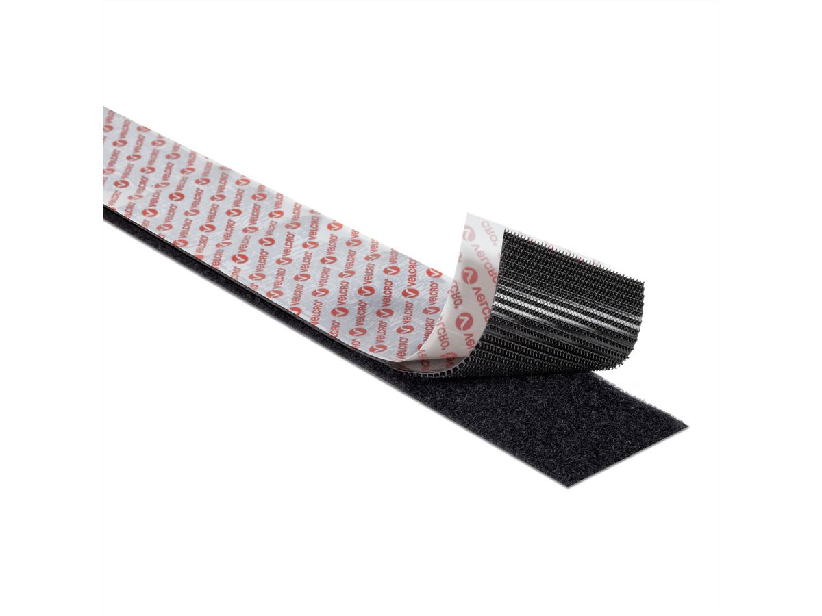 VELCRO® Klettband Extra Stark Selbstklebend, Haken & Flausch 50mm x 1m Schwarz