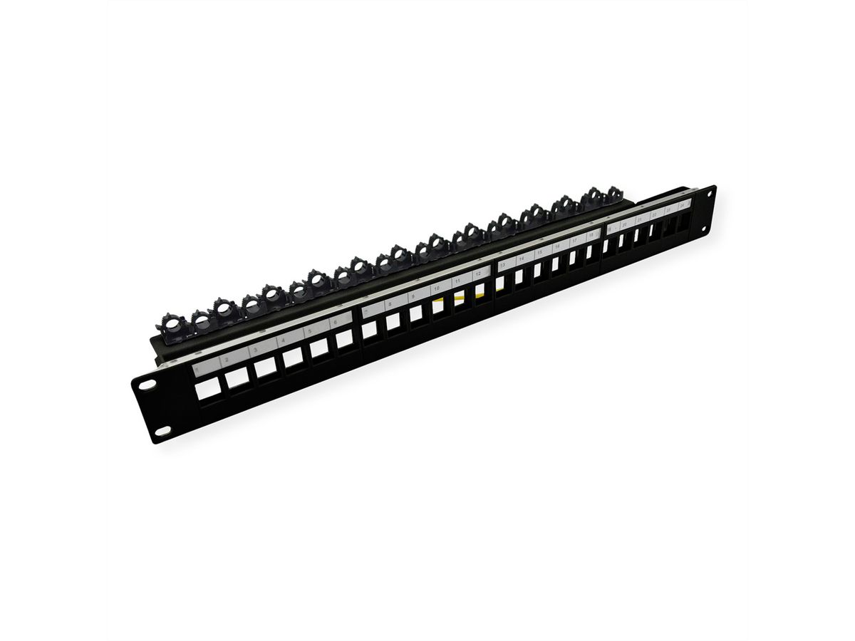 ROLINE 19"-Keystone-Modulträger, leer, 24P. geschirmt, Clip-Befestigung, schwarz