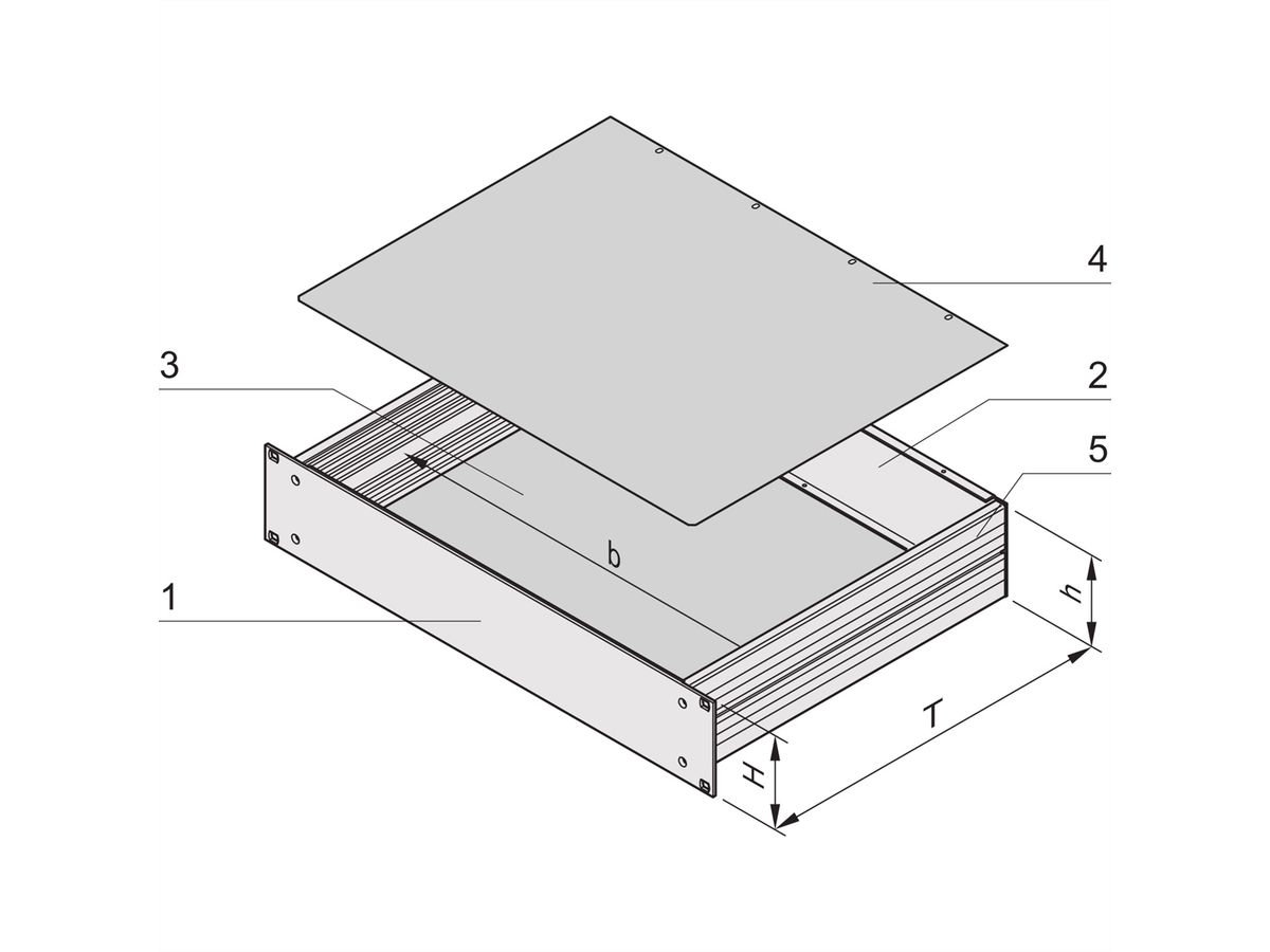 SCHROFF 19"-Kompletteinschub aus Aluminium, Deck- und Bodenblech geschlossen - MULTIPAC PRO 4HE 400T DBLGES