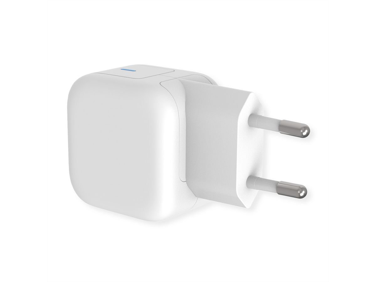 ROLINE USB Charger mit Euro-Stecker, 1 Port Typ-C, GaN, 20W