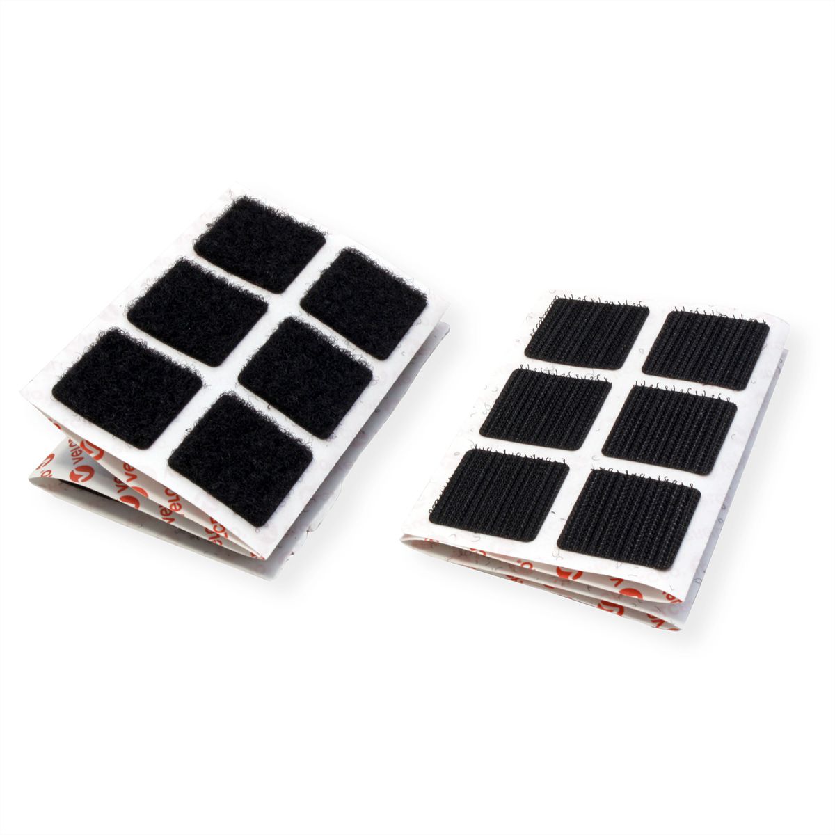 VELCRO® Klettquadrate Selbstklebend, Haken & Flausch 25mm x 25mm x 24 sets Schwarz