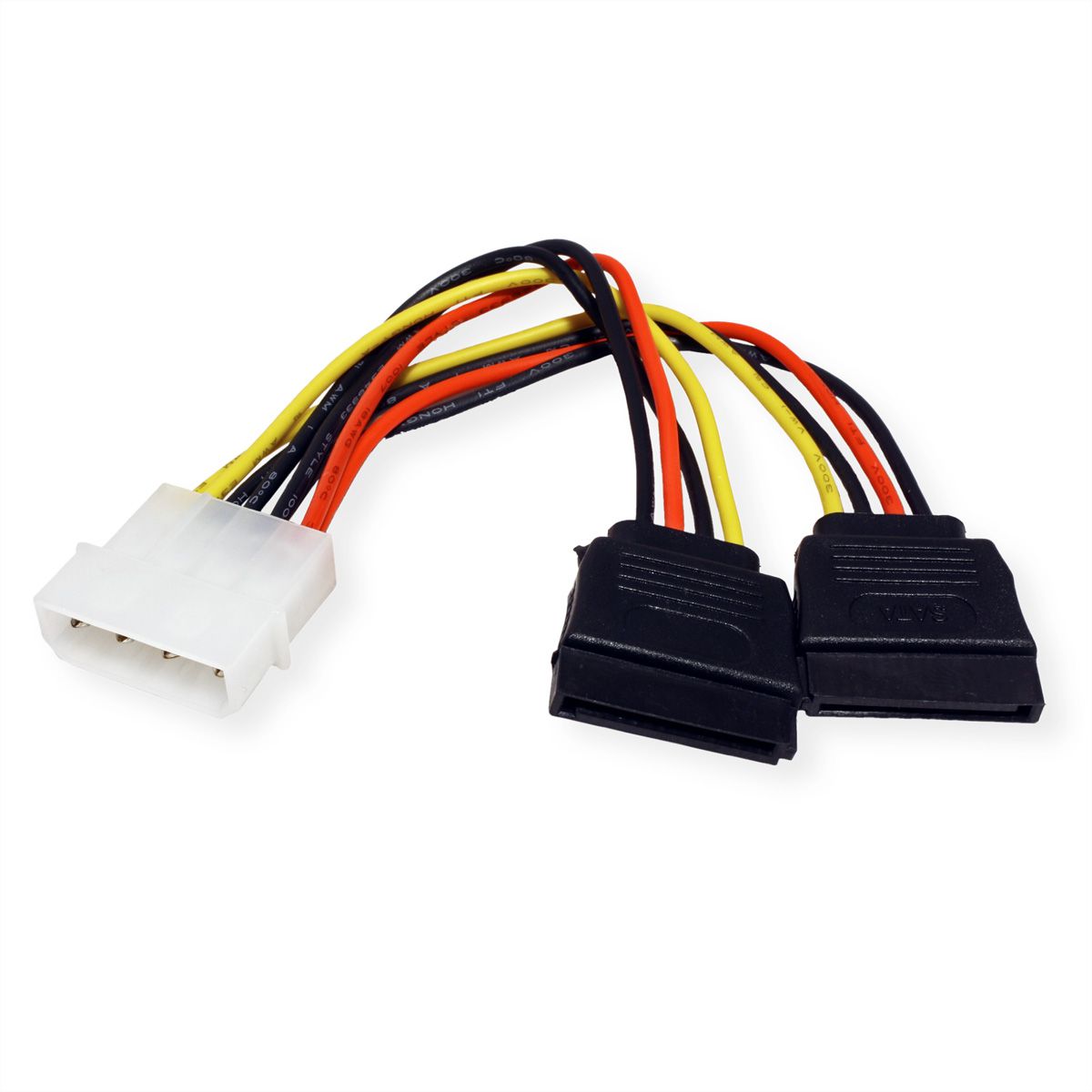 ROLINE Y-Adapterkabel 4 pol. HDD / 2x SATA, 0,12 m
