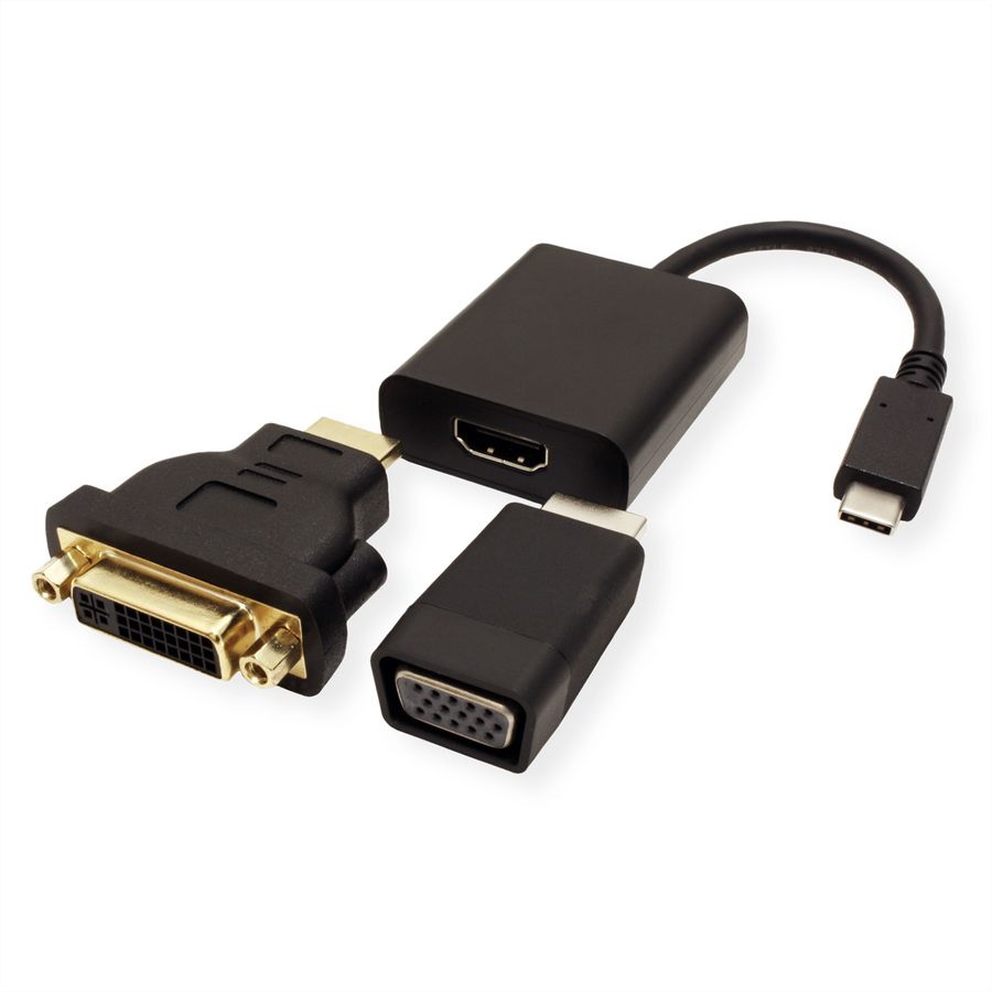 VALUE Display Adapter USB Typ C - VGA + HDMI + DVI