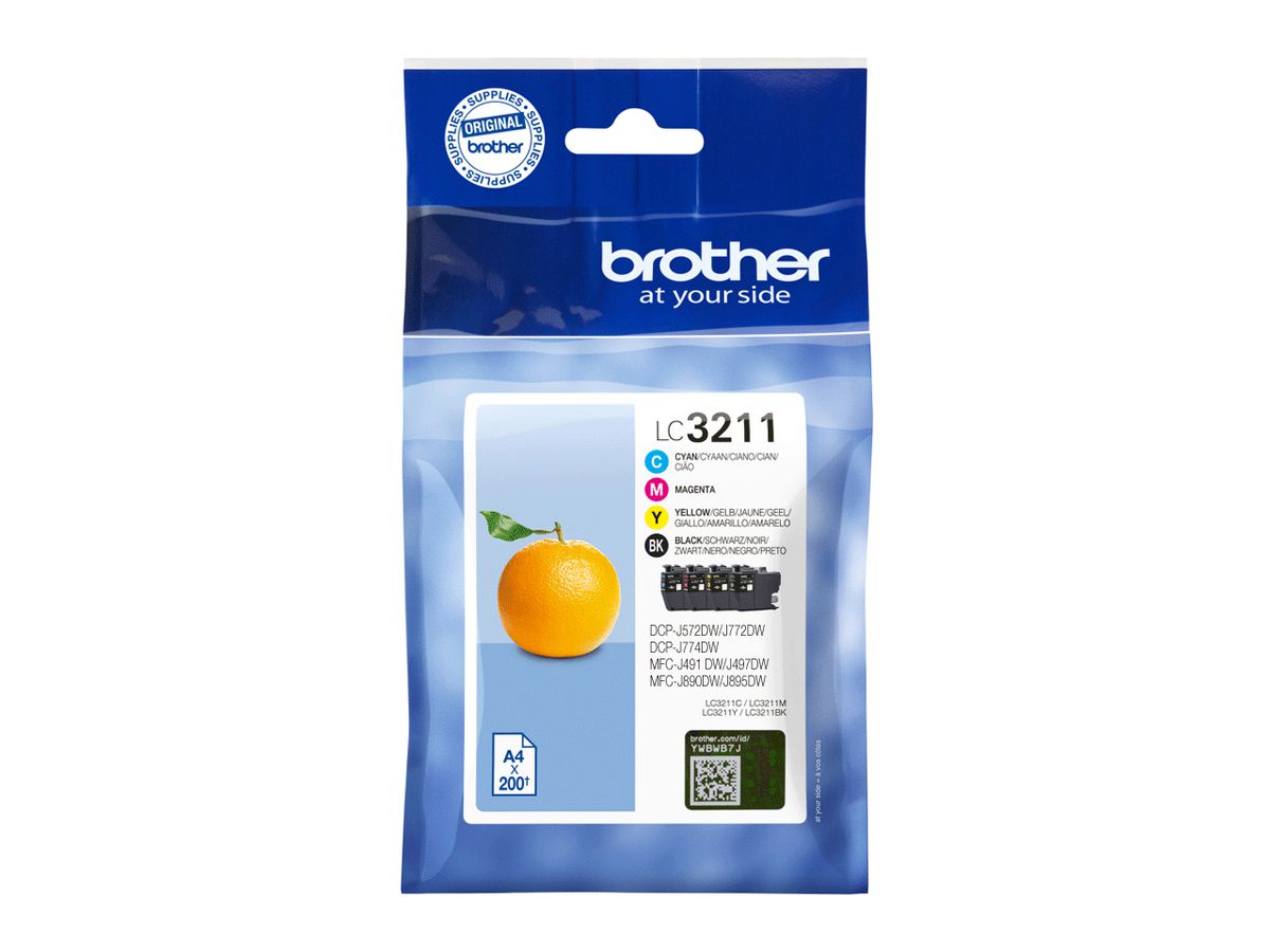 Brother LC3211VALDR Druckerpatrone 4 Stück(e) Original Schwarz, Cyan, Magenta, Gelb