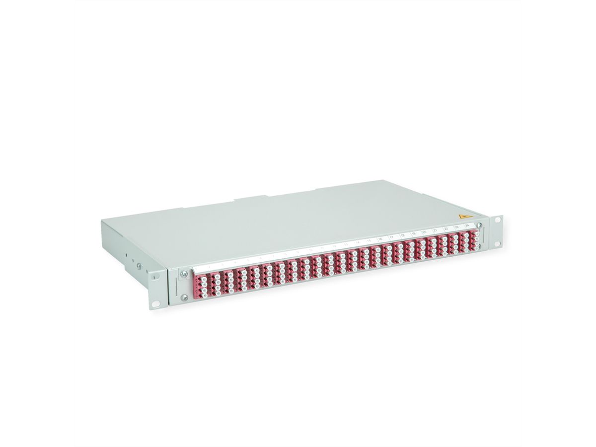 TELEGÄRTNER BASIS V LWL-Panel mit Kupplungen & Pigtails, 24x LC Quad, violett, OM4