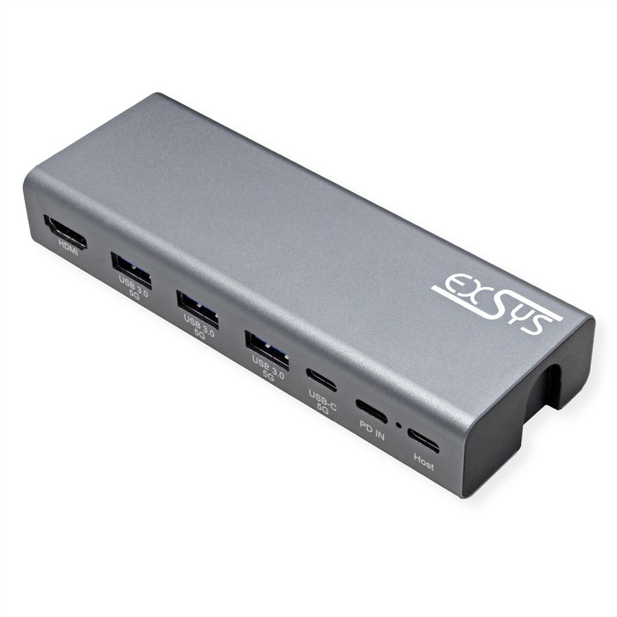 EXSYS EX-1224HM Laptopständer mit abnehmbarer 7 in 1 USB-C Dockingstation
