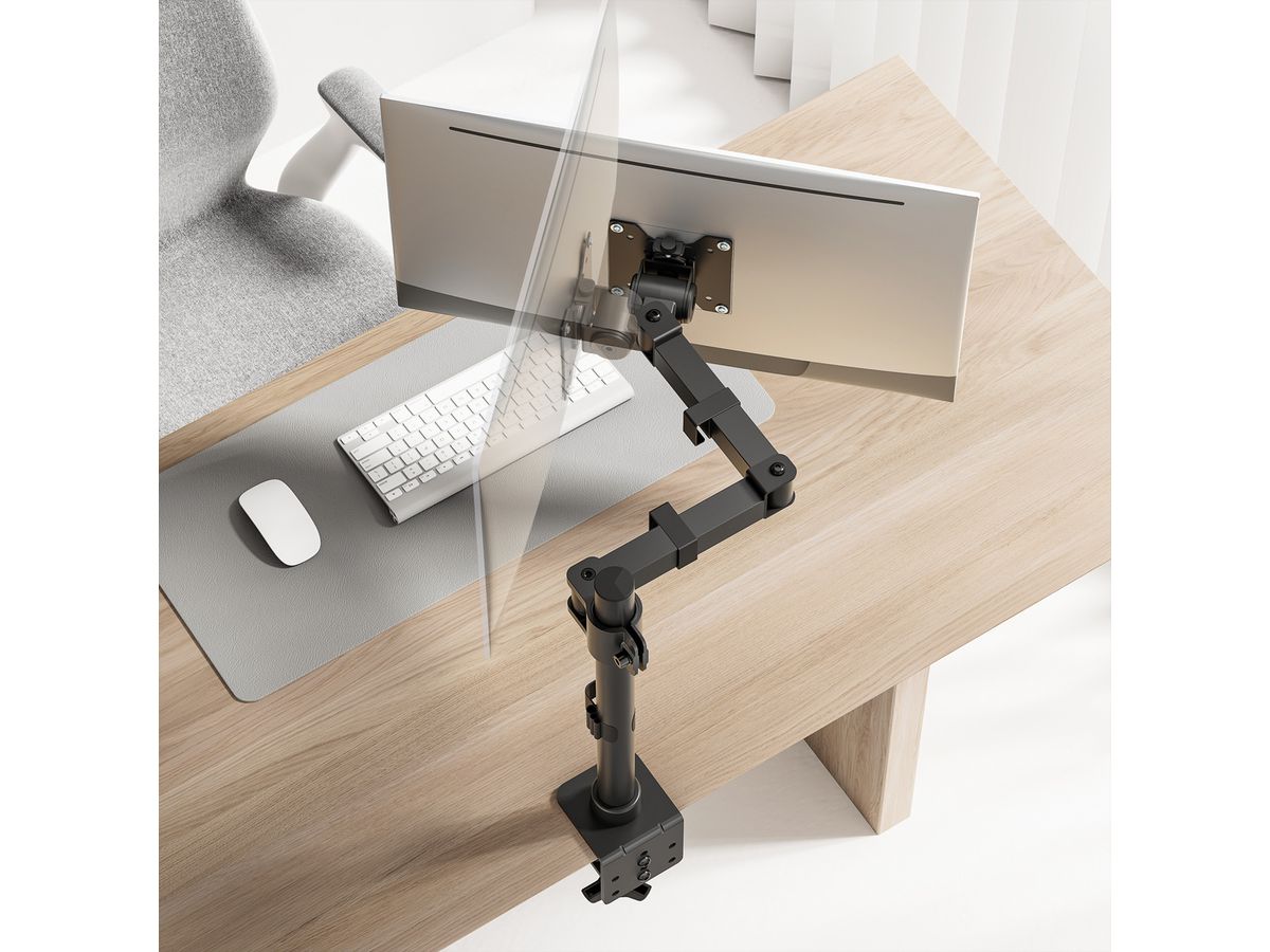 VALUE Schwerlast-LCD-Arm, Trägerstange, 4 Gelenke, Tischmontage, bis 20kg
