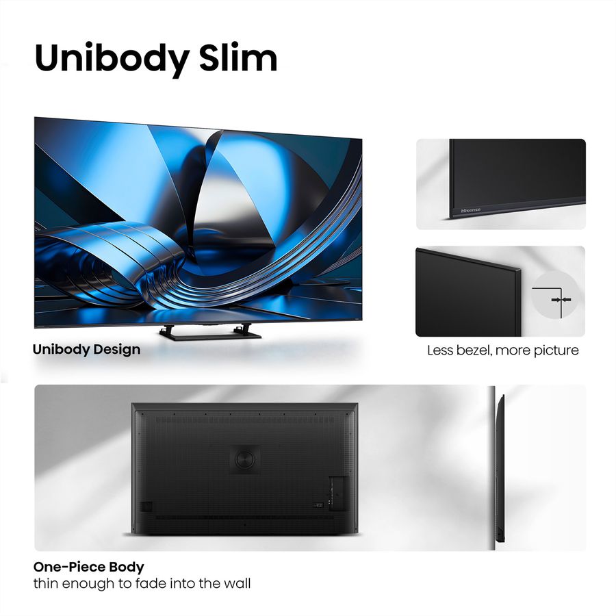 Hisense TV 100U7DSE 100", Mini-LED 4K, 165Hz, 1000 Nits