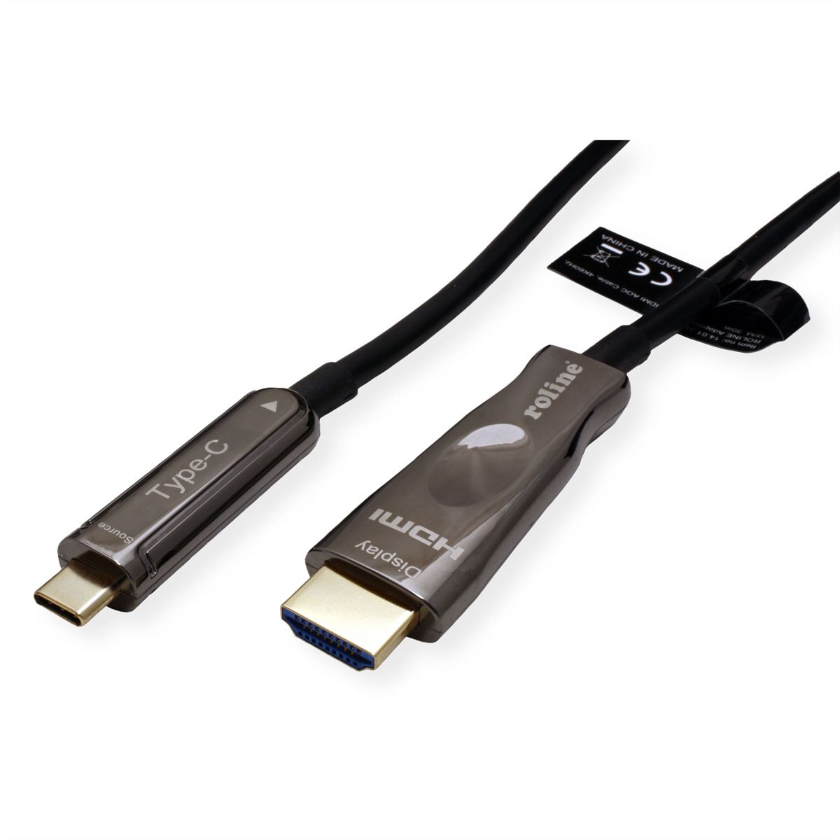 ROLINE USB Typ C - HDMI (AOC) Adapterkabel, ST/ST, 4K60, 30 m