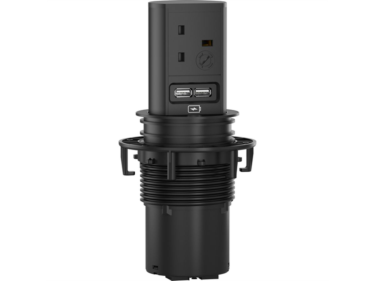 BACHMANN ELEVATOR 1xUK 5A 1xUSB Charger 0,5m GST18 RAL9005