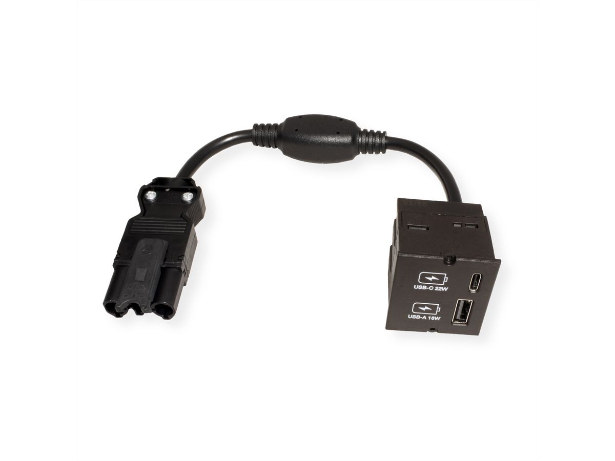 BACHMANN Custom Modul USB Charger Typ A & C 22W, Quickcharge, schwarz