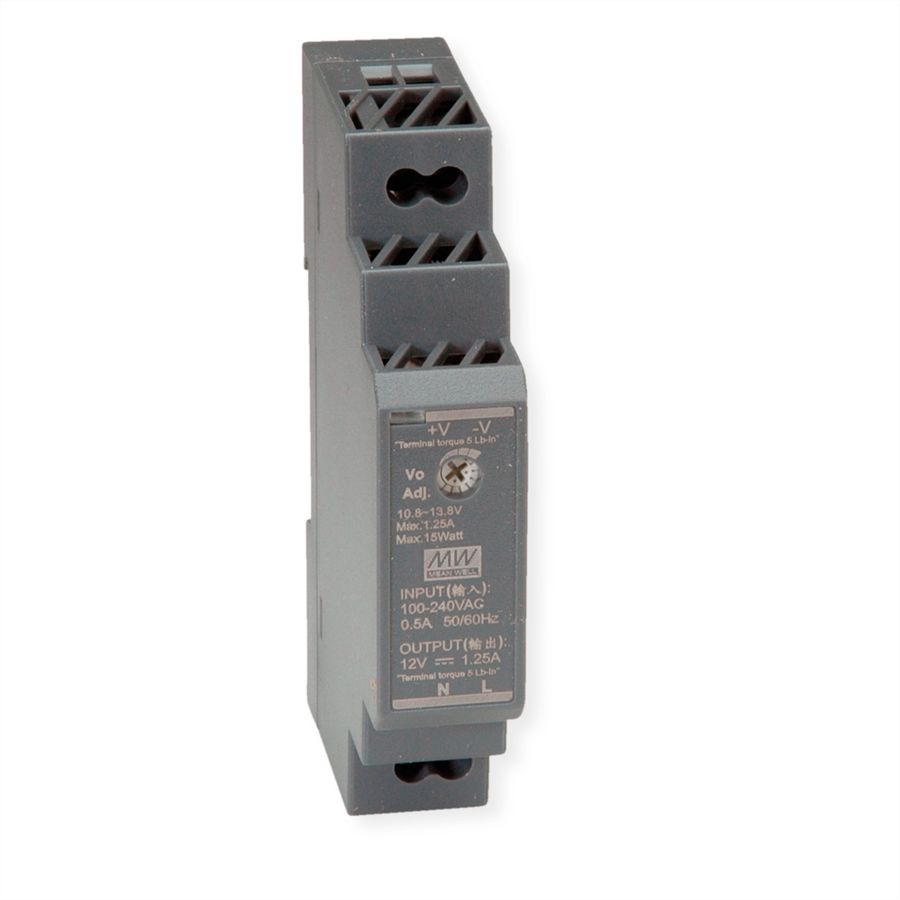 MEAN WELL HDR-15-12 Hutschienennetzteil 15W 12V DC, anthrazit