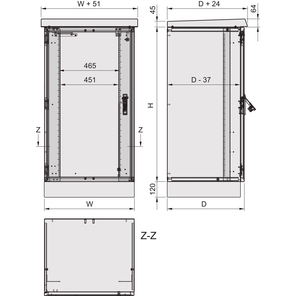 SCHROFF COM ECL 600H600B500T M.SOCK.