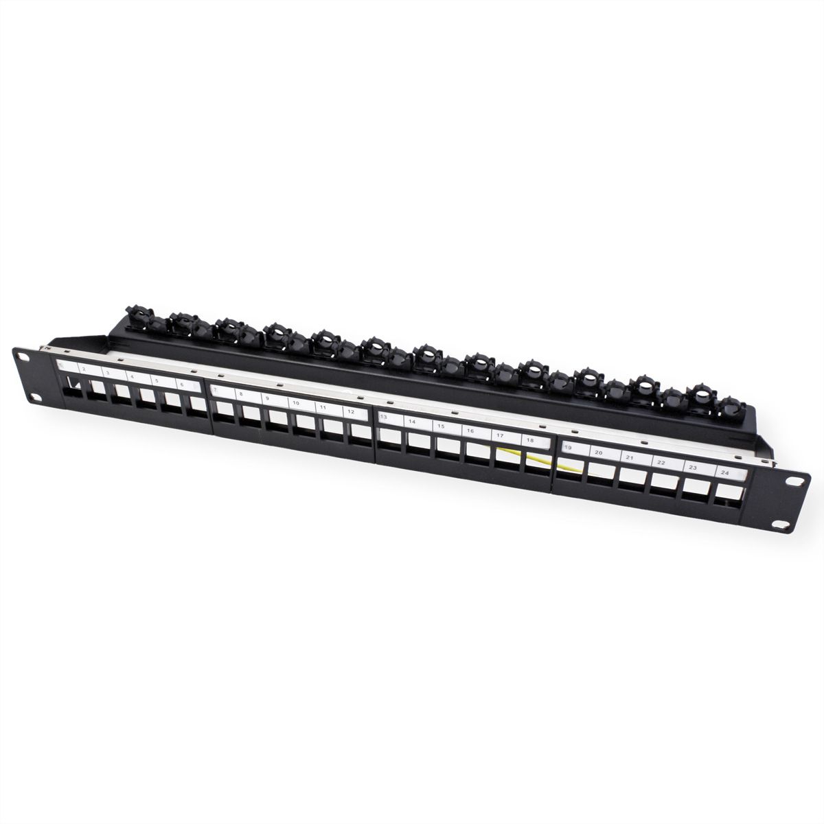 ROLINE 19-Zoll-Keystone-Modulträger, leer, 24P. geschirmt, Clip-Befestigung, schwarz