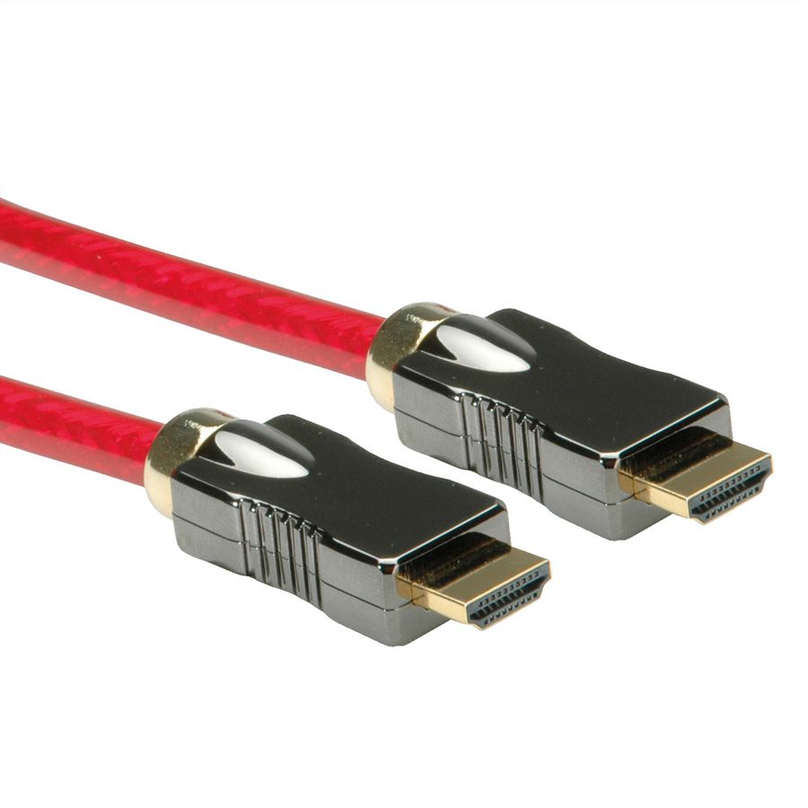 ROLINE 8K HDMI Ultra HD Kabel mit Ethernet, ST/ST, rot, 3 m