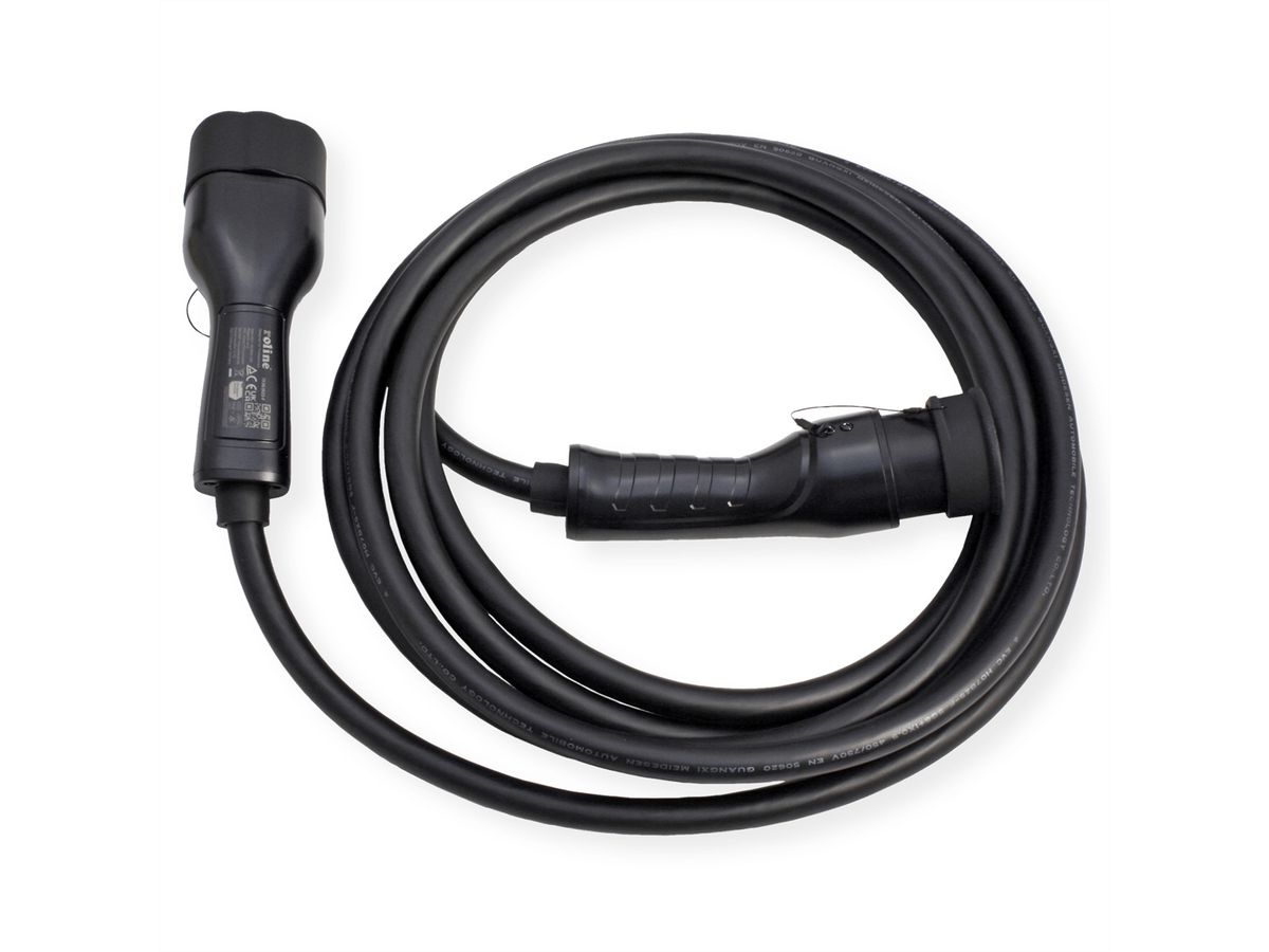 ROLINE E-Auto Ladekabel Typ2, 3-phasig, 480VAC (3P+N+E), 32 A, 22 kW, 5 m
