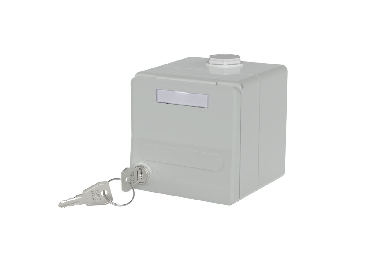 METZ CONNECT IP44 Modul-Aufputz-Gehäuse, Klappdeckel+Schloss, 2Ports unbestückt, grau