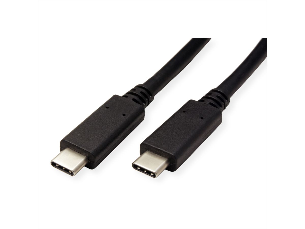 ROLINE GREEN USB 3.2 Gen 2 Kabel, Emark, C-C, ST/ST, 10Gbit/s, 100W, schwarz, 1 m