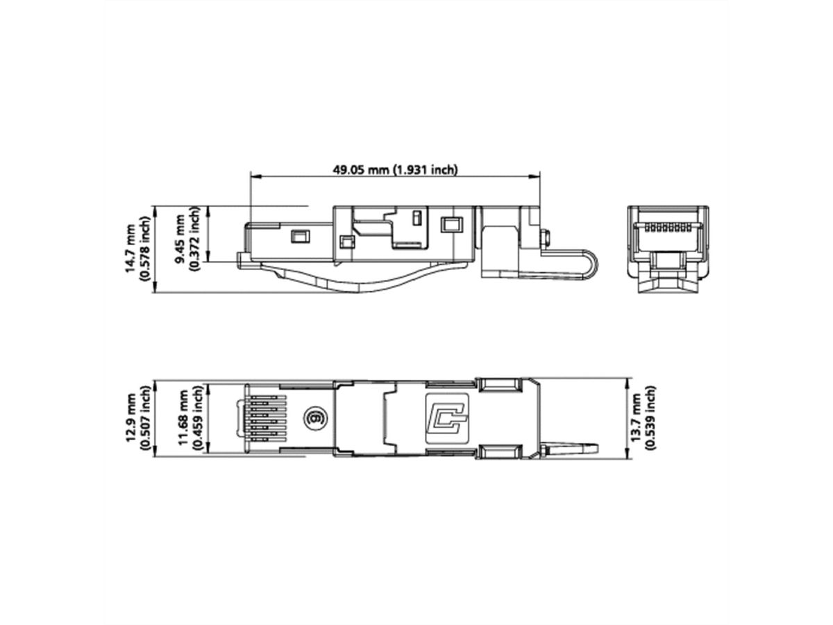 METZ CONNECT E-DAT Industrie IP20, feldkonfektionierbarer RJ45-Stecker, schwarz