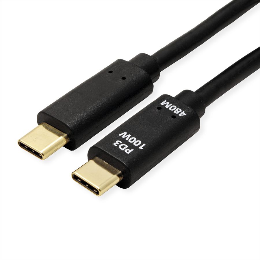 VALUE USB 2.0 Kabel, USB C-C, ST/ST, 100W, schwarz, 1 m