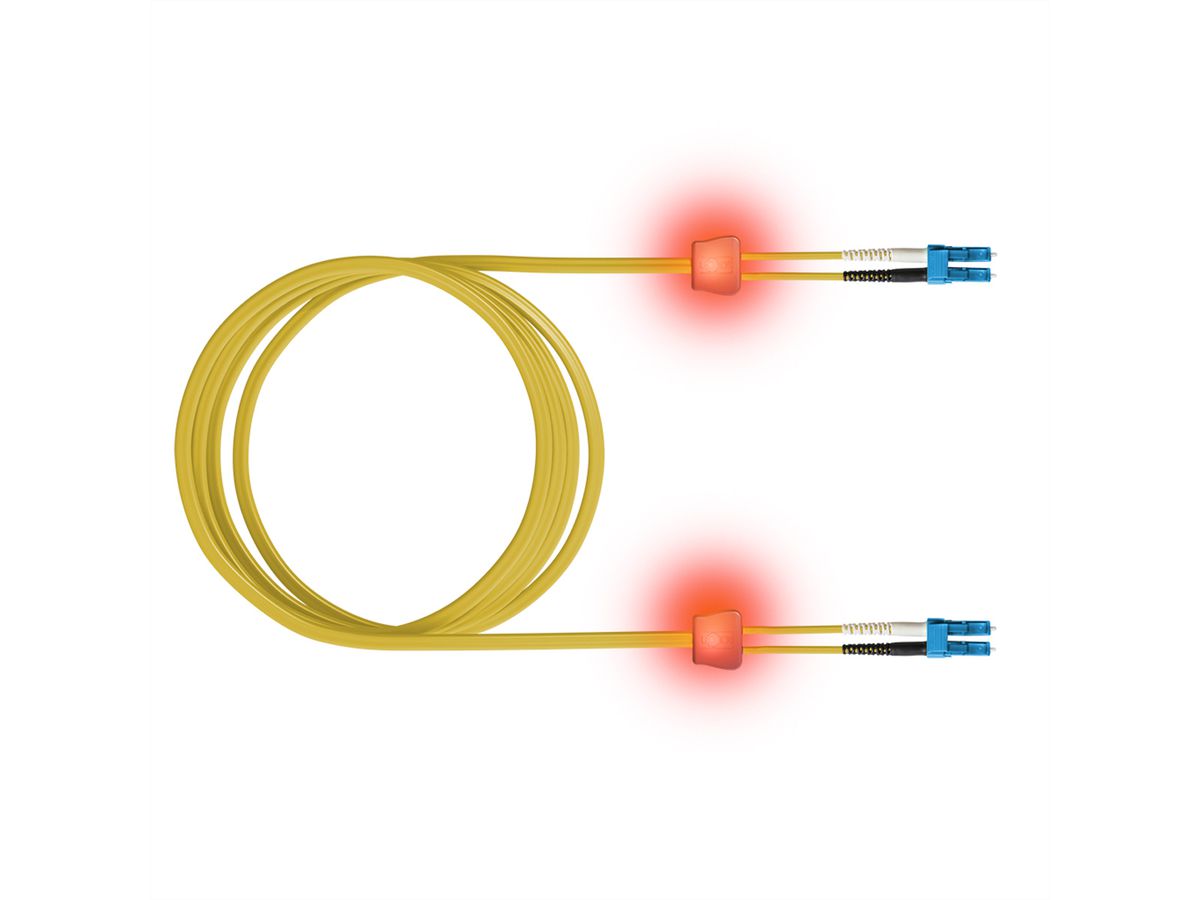 saCon LWL-LED-Patchkabel duplex 9/125µm OS2, LC/LC, gelb, 5 m