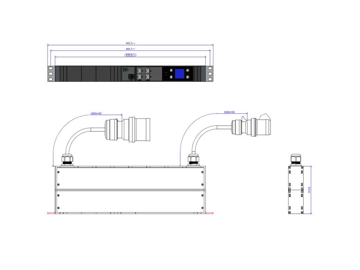 BACHMANN BN3000-XXL Slave 2x3m CEE 32A, Messung pro Phase, Diffmessung