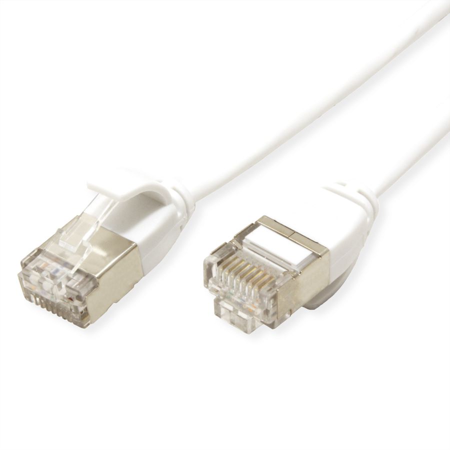 ROLINE U/FTP DataCenter Kabel Cat.7, LSOH, mit RJ45 Steckern (500 MHz / Class EA), slim, weiß, 5 m