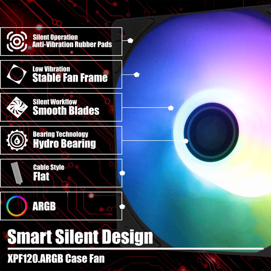 Xilence XPF120.ARGB 120mm PWM Gehäuselüfter, ARGB LED