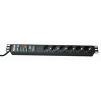 BACHMANN 19" Steckdosenleiste 6-fach mit GVS ohne Schalter, schwarz