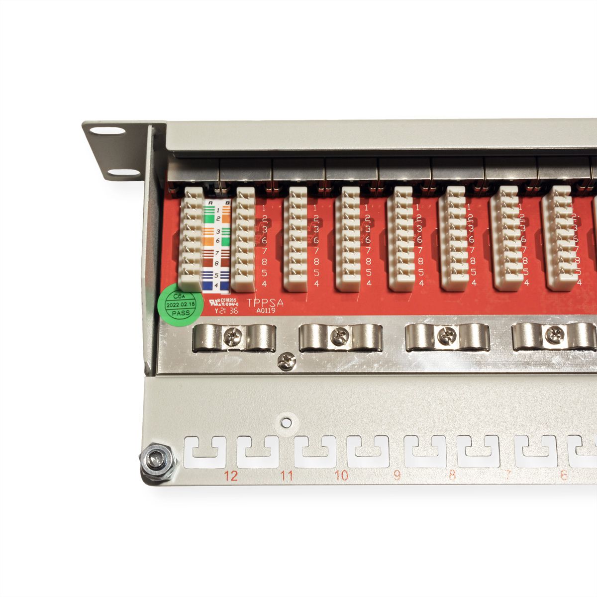 ROLINE 10-Zoll Patchpanel 12 Ports, Cat.6A (Class EA), geschirmt