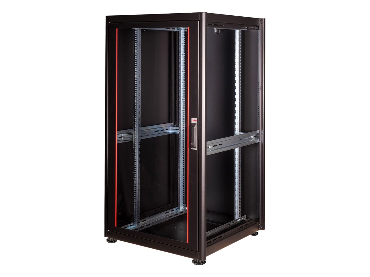 ROLINE 19-Zoll Netzwerkschrank Basic 32 HE, 600x600 BxT Glastür schwarz