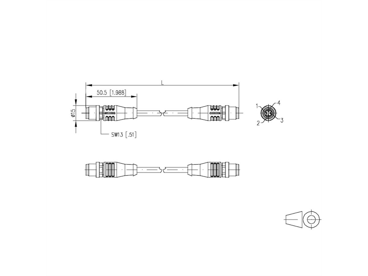 METZ CONNECT Verbindungsleitung M12 ST-M12 ST, 4-polig D-kodiert, 2 m