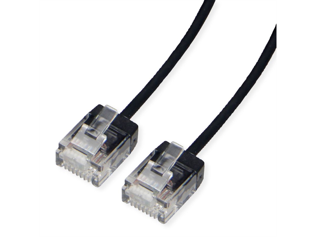 ROLINE UTP DataCenter Patchkabel Kat.6A (Class EA), LSOH, slim, extra kurzer Stecker, schwarz, 0,5 m