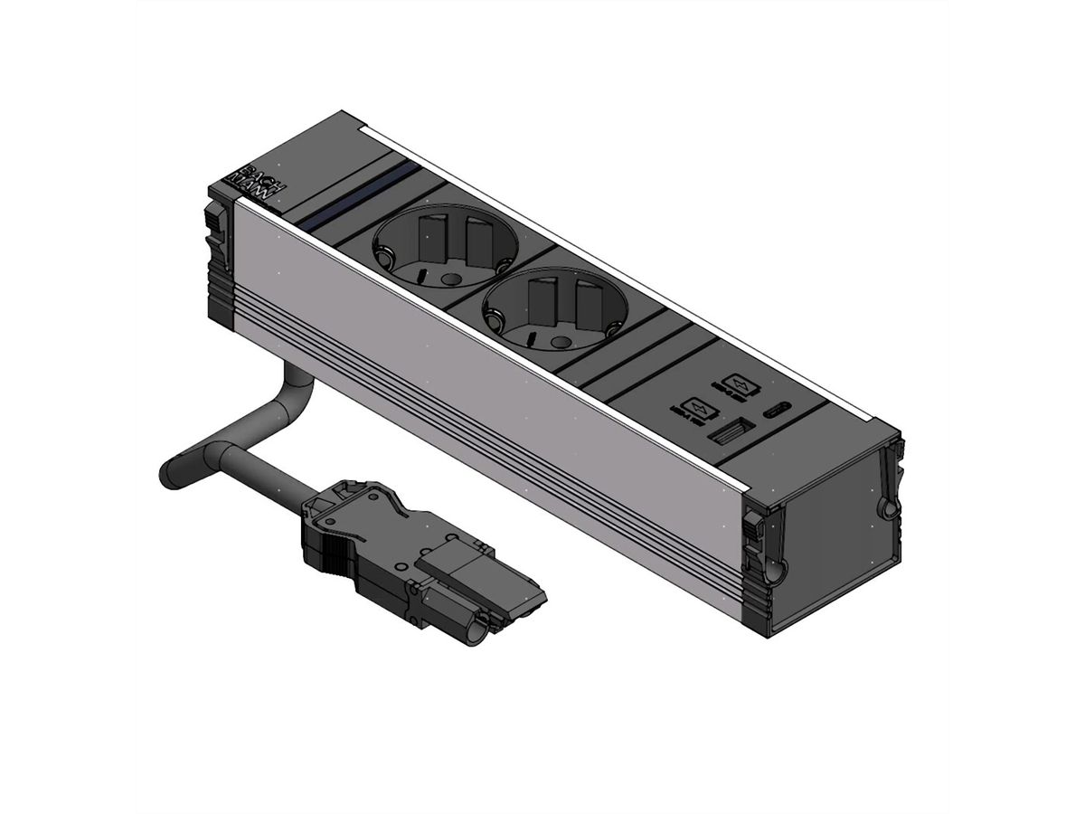 BACHMANN CONI 2x Schutzkontakt 1xUSB A/C 22W, schwarz
