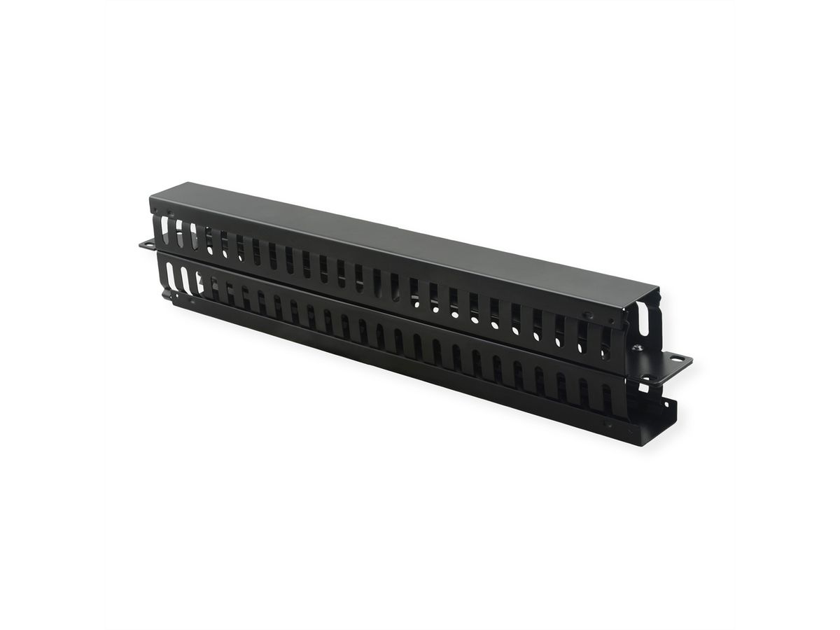 VALUE 19"-Frontplatte 1 HE, beidseitig mit Kabelkanal , schwarz
