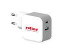 ROLINE USB Charger mit Euro-Stecker, 2 Port (Typ-A QC3.0, Typ-C PD), 38W