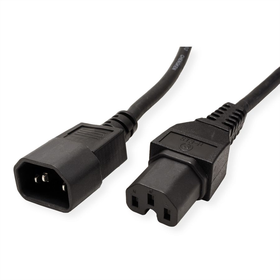 VALUE Netzkabel IEC320/C14 Stecker - C15 Buchse, H05RN-F, schwarz, 0,5 m