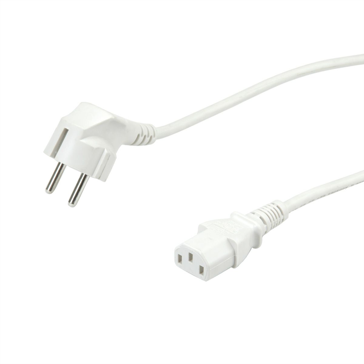 VALUE Netzkabel, CEE7/7-Stecker & IEC-Buchse gerade, weiß, 1,8 m