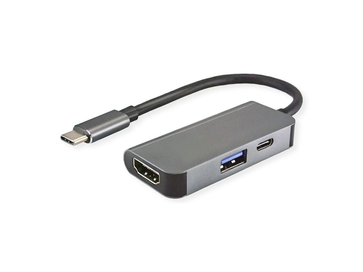 VALUE Display Adapter USB Typ C - HDMI + USB 3.2 Gen 1 A + Typ C PD
